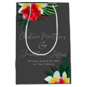 Tropisch-hawaiianische Blume auf Elegangrau Mittlere Geschenktüte (Vorderseite)