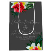 Tropisch-hawaiianische Blume auf Elegangrau Mittlere Geschenktüte (Rückseite)
