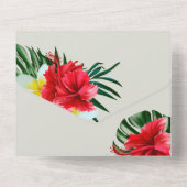 Tropisch-hawaiianische Blume auf elegantem Schlach All In One Einladung (Rückseite)