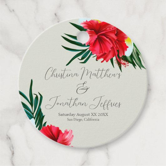 Tropisch-hawaiianische Blume auf elegantem Schlach Geschenkanhänger (Vorderseite)