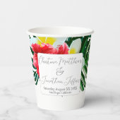 Tropisch-hawaiianische Blume auf elegantem Weiß Pappbecher (Rückseite)