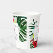 Tropisch-hawaiianische Blume auf elegantem Weiß Pappbecher (Rechts)