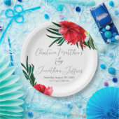 Tropisch-hawaiianische Blume auf elegantem Weiß Pappteller (Party)