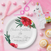 Tropisch-hawaiianische Blume auf elegantem Weiß Pappteller (Party)