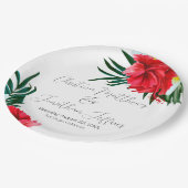 Tropisch-hawaiianische Blume auf elegantem Weiß Pappteller (Schrägansicht)