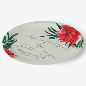 Tropisch-hawaiianische Blume auf eleganten Weisen Pappteller (Schrägansicht)
