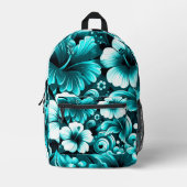 Tropisch-hawaiianische Blume Hibiskus Aquamarin Bl Bedruckter Rucksack (Vorderseite)
