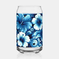 Tropisch-hawaiianische Blume Hibiskus Blaues Muste