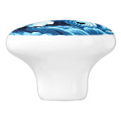 Tropisch-hawaiianische Blume Hibiskus Blaues Muste Keramikknauf (Seitenansicht)