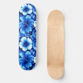 Tropisch-hawaiianische Blume Hibiskus Cobalt Blue Skateboard (Vorderseite)