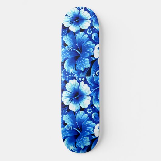 Tropisch-hawaiianische Blume Hibiskus Cobalt Blue Skateboard (Vorderseite)