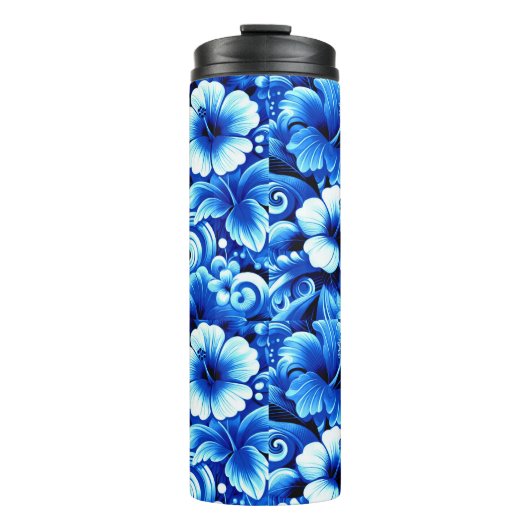 Tropisch-hawaiianische Blume Hibiskus Cobalt Blue Thermosbecher (Vorderseite)