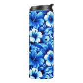 Tropisch-hawaiianische Blume Hibiskus Cobalt Blue Thermosbecher (Nach links gedreht)