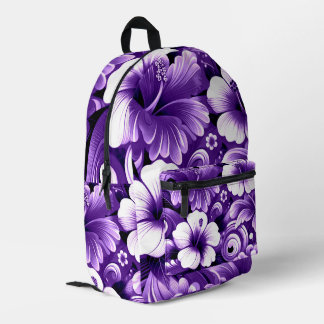 Tropisch-hawaiianische Blume Hibiskus Lila Muster Bedruckter Rucksack