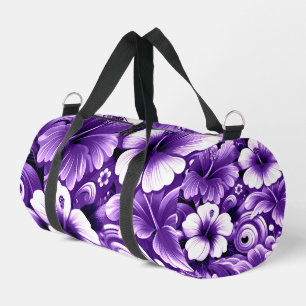 Tropisch-hawaiianische Blume Hibiskus Lila Muster Duffle Bag