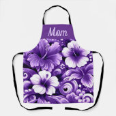 Tropisch-hawaiianische Blume Hibiskus Lila Muster Schürze (Vorderseite)
