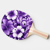 Tropisch-hawaiianische Blume Hibiskus Lila Muster Tischtennis Schläger (Seitenansicht)