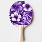 Tropisch-hawaiianische Blume Hibiskus Lila Muster Tischtennis Schläger (Vorderseite)