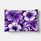 Tropisch-hawaiianische Blume Hibiskus Lila Muster Zubehörtasche (Vorderseite)