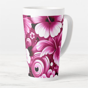 Tropisch-hawaiianische Blume Hibiskus rosa Muster Milchtasse