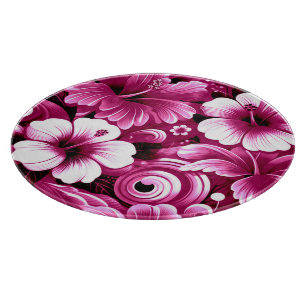 Tropisch-hawaiianische Blume Hibiskus rosa Muster Schneidebrett