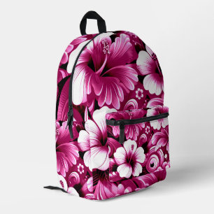 Tropisch-hawaiianische Blume Hibiskus Rosa Weiß Bedruckter Rucksack