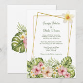 Tropisch-hawaiianische Blume Hochzeit Einladung (Vorne/Hinten)
