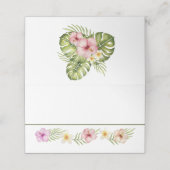 Tropisch-hawaiianische Blume Hochzeit Platzkarte (Außenseite Aufgefaltet)