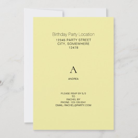 Tropisch-Hawaiianische Blumengeburtsparty gelb Einladung (Rückseite)