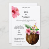 Tropisch-Hawaiianische Blüten- und Kokosblüte Einladung (Vorne/Hinten)