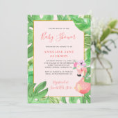 Tropisch Hawaiianische Flamingo-Mädchen-Dusche Einladung (Stehend Vorderseite)