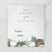 Tropisch-hawaiianische Flora und Kokosnuss Platzkarte (Außenseite Aufgefaltet)