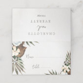 Tropisch-hawaiianische Flora und Kokosnuss Platzkarte (Außenseite Aufgefaltet)