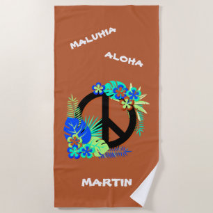 Tropisch Hawaiianische Friedensinsel Liebe Name Co Strandtuch