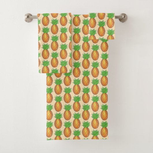 Tropisch-Hawaiianische Insel Ananas Obstdrucken Badhandtuch Set (Insitu)