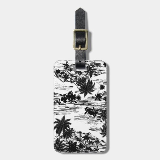 Tropisch-Hawaiianische Insel Schwarz-weiß Personal Gepäckanhänger (Vorderseite vertikal)