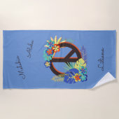 Tropisch Hawaiianische Liebe Name Blue Strandtuch (Vorderseite)