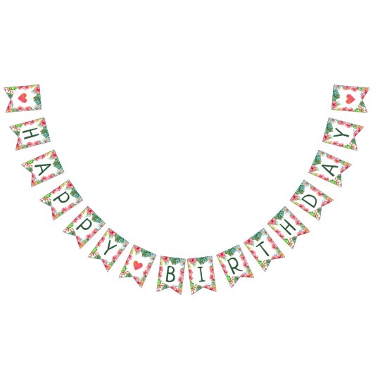 Tropisch-hawaiianischer Hibiskus zum Geburtstag Wimpelkette (Alle)