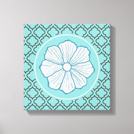 Tropisch-hawaiisch-türkische Blume Mauer Kunstgesc Leinwanddruck (Vorderseite)