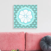 Tropisch-hawaiisch-türkische Blume Mauer Kunstgesc Leinwanddruck (Insitu (Wohnzimmer))
