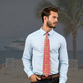 Tropisch-heiße Rosa- und Zitronenpalme-Blätter Krawatte