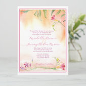 Tropisch Hot Pink Freesia Einladung (Stehend Vorderseite)