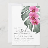 Tropisch Hot Pink Orchids Virtual Wedding Einladung (Vorderseite)