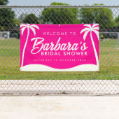 Tropisch Hot Pink Palm Beach Party Brautparty Banner (Insitu)