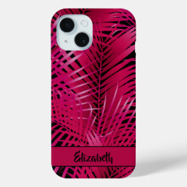 Tropisch Hot Pink Palm Fronds Personalisierter Nam Case-Mate iPhone Hülle