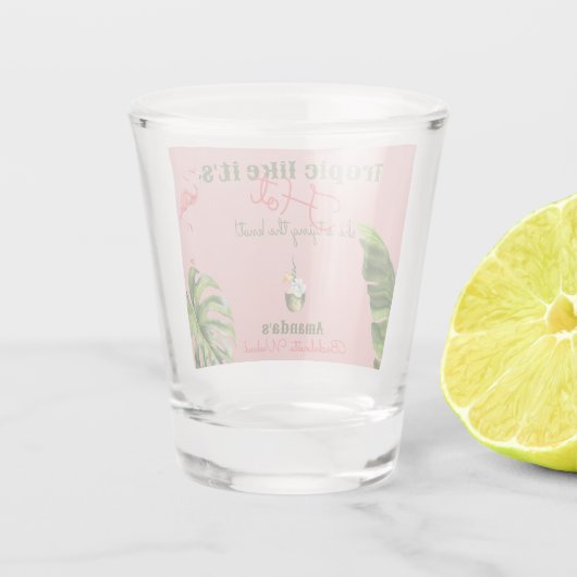 Tropisch Hot Pink Palm Springs Junggeselinnen-Absc Schnapsglas (Rückseite)