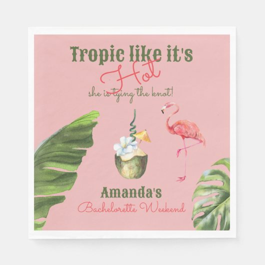 Tropisch Hot Pink Palm Springs Junggeselinnen-Absc Serviette (Vorderseite)