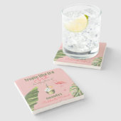 Tropisch Hot Pink Palm Springs Junggeselinnen-Absc Steinuntersetzer (Seitenansicht)