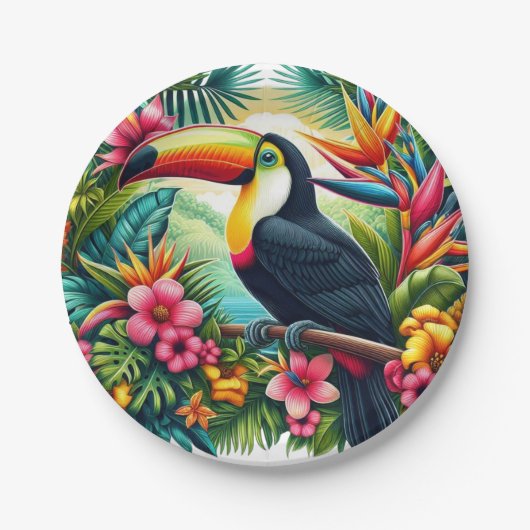 Tropisch/Jungle-Toucan-Vogel Pappteller (Vorderseite)