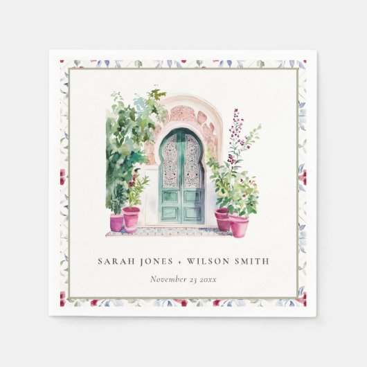 Tropisch-marokkanische Hochzeit im Wassersportzent Serviette (Vorderseite)